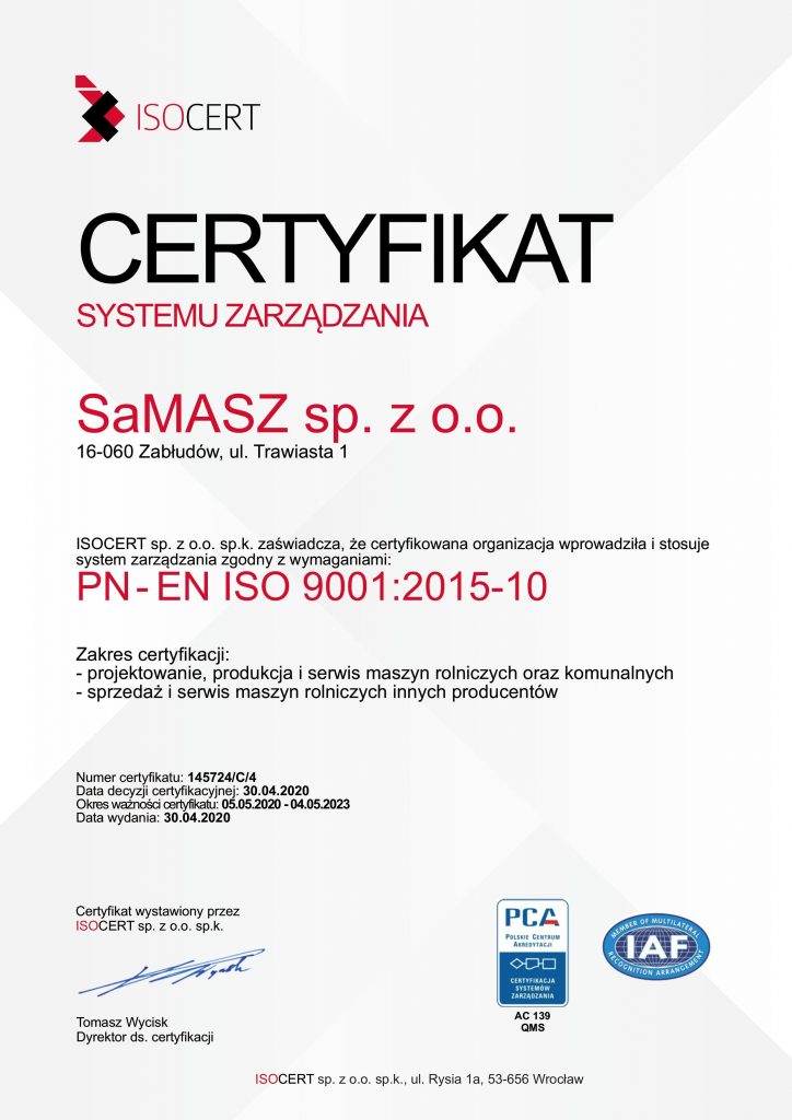 certyfikat systemu zarządzania